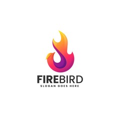 Vector Logo Illustration Fire Bird Gradient Colorful Style.