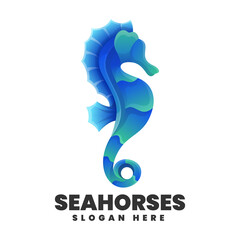 Vector Logo Illustration Seahorse Gradient Colorful Style. © Artnivora