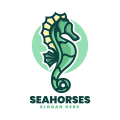 Vector Logo Illustration Seahorse Simple Mascot Style. © Artnivora