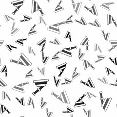 Black Fire hose reel icon isolated seamless pattern on white background. Vector