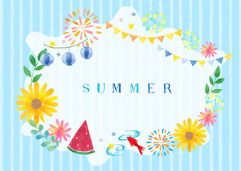 夏のイベント手書きフレーム