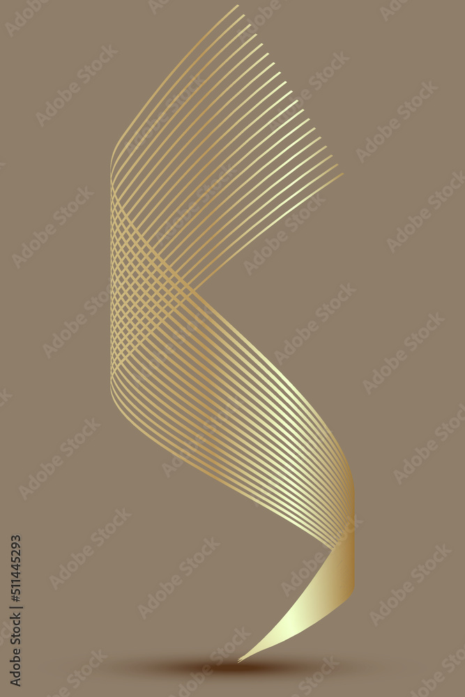 Poster s-shape golden curved beautiful smooth textured lines texture background