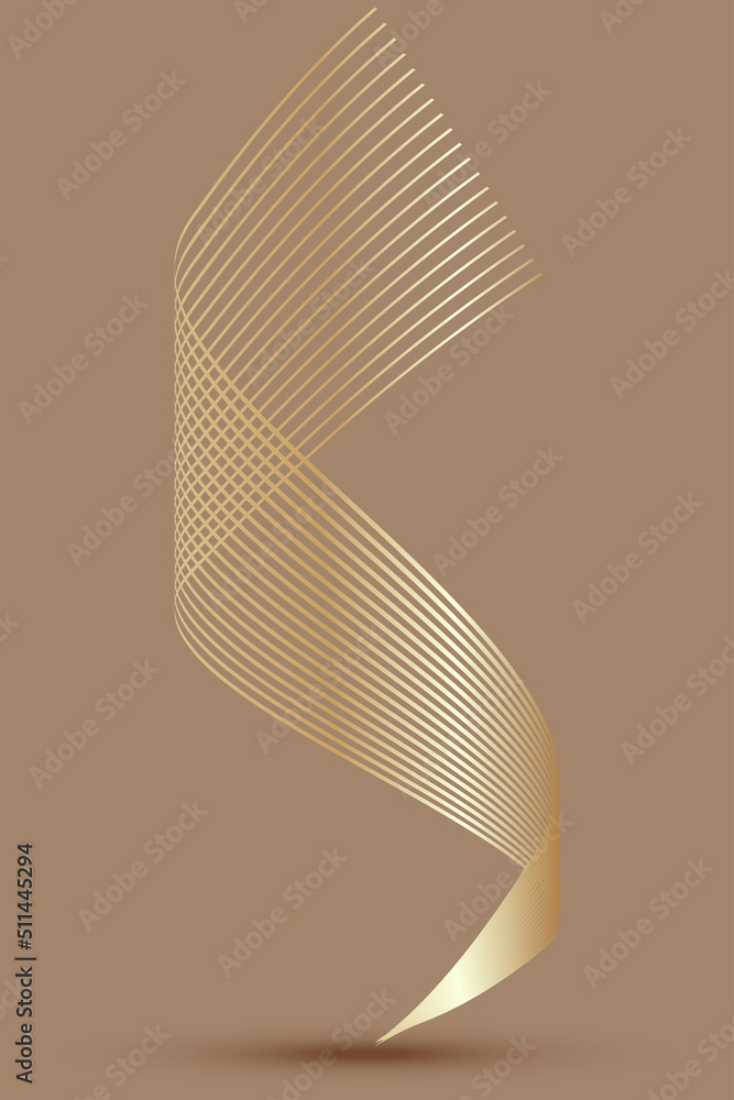Poster s-shape golden curved beautiful smooth textured lines texture background