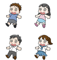 暑さで倒れるこどものイラスト4パターン