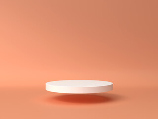Pastel orange product placement background image There is a white center pedestal. 3D scene.