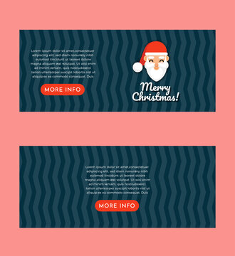 Cute Santa Claus Merry Christmas Banner Set Design Template
