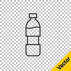 Black line Bottle of water icon isolated on transparent background. Soda aqua drink sign. Vector