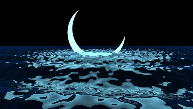 
The holy month of Ramadan is a Muslim holiday and the moon rises from the sea