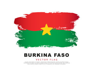 The flag of Burkina Faso. Green and red brush strokes drawn by hand. Vector illustration on a white background.