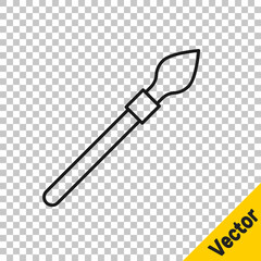 Black line Medieval spear icon isolated on transparent background. Medieval weapon. Vector