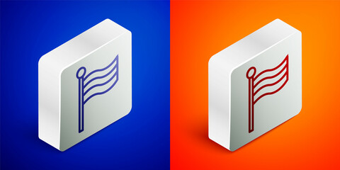 Isometric line Flag Of Egypt icon isolated on blue and orange background. Silver square button. Vector