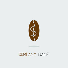 logo for coffeshop with brown coffee bean shape with elegant simple design