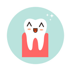A healthy tooth with the emotion of kawaii. Hygiene, the concept of health care. Vector illustration.