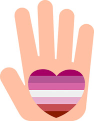 LGBT community. Pride day. Hand with heart in rainbow colors