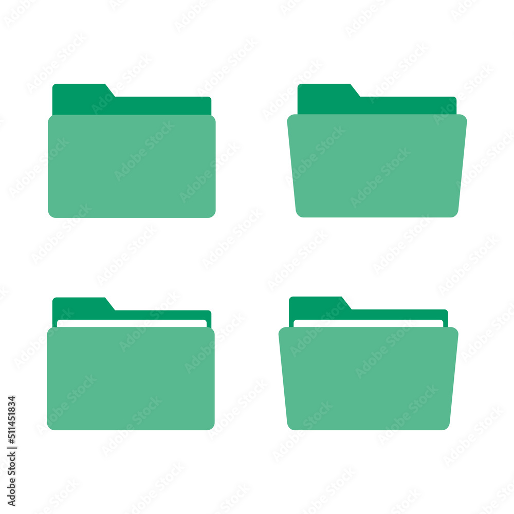 Poster set of flat green folder icons. various folder symbols. suitable for document management application