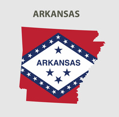 State with a flag. Arkansas, USA.