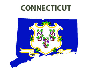 State with a flag. Connecticut, USA.