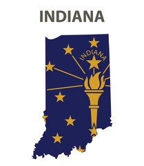 State with a flag. Indiana, USA.