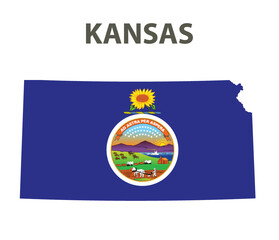 State with a flag. Kansas, USA.