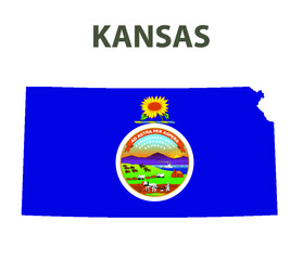 State with a flag. Kansas, USA.