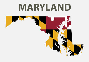 State with a flag. Maryland, USA.