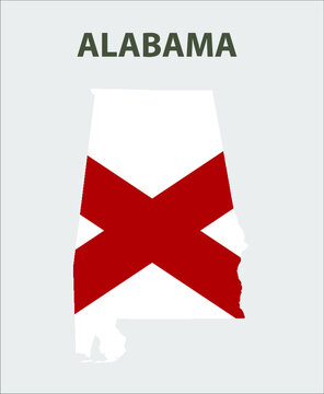 State with a flag. Alabama, USA.