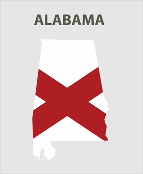 State with a flag. Alabama, USA.