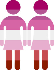 LGBT community. Pride day. Human icon in lesbian rainbow colors.