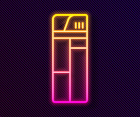 Glowing neon line Lighter icon isolated on black background. Vector