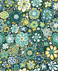 Flower mosaic seamless pattern