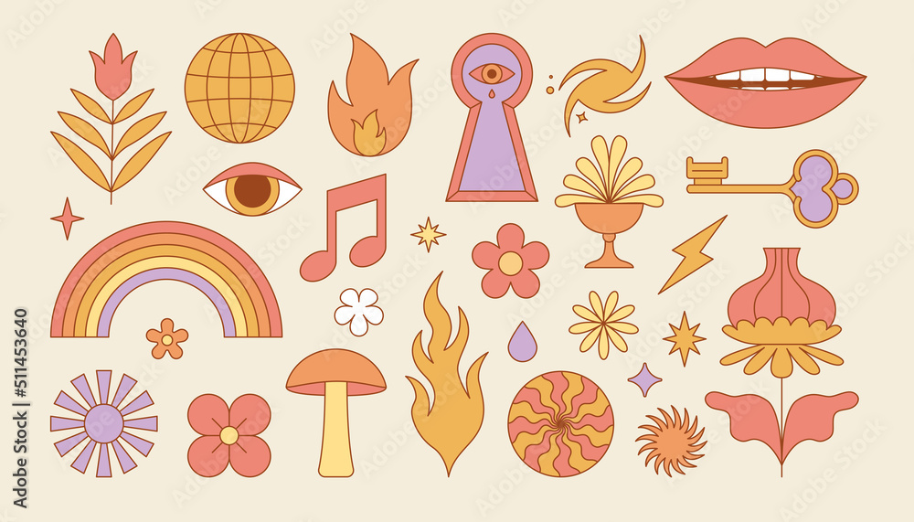 Poster Vector set of design elements, patches and stickers - abstract background elements for branding, packaging, prints and social media posts