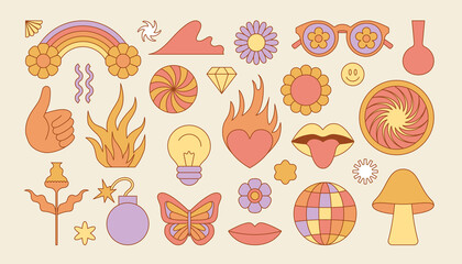 Vector set of design elements, patches and stickers - abstract background elements for branding, packaging, prints and social media posts