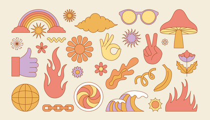 Vector set of design elements, patches and stickers - abstract background elements for branding, packaging, prints and social media posts
