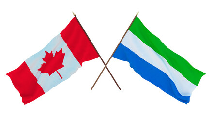 Background for designers, illustrators. National Independence Day. Flags Canada and  Sierra Leone