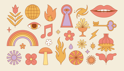 Vector set of design elements, patches and stickers - abstract background elements for branding, packaging, prints and social media posts