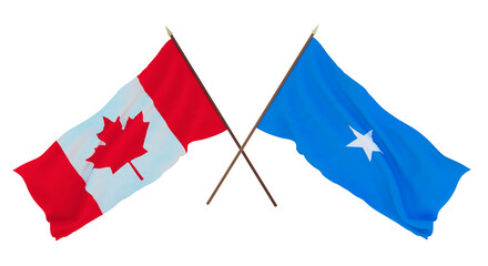 Background for designers, illustrators. National Independence Day. Flags Canada and  Somalia