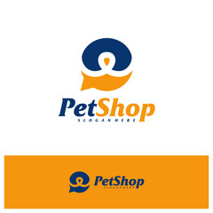 Chat Pet Logo Design Template. Pet logo concept vector. Emblem, Creative Symbol, Icon