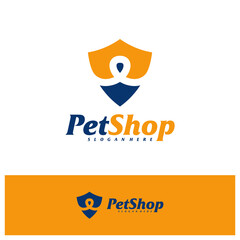 Pet Shield Logo Design Template. Pet logo concept vector. Emblem, Creative Symbol, Icon