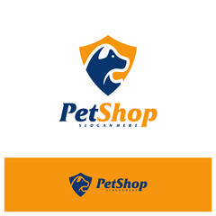 Pet Shield Logo Design Template. Pet logo concept vector. Emblem, Creative Symbol, Icon
