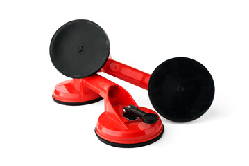 Construction vacuum suction cups for glass and tiles isolated on white background.