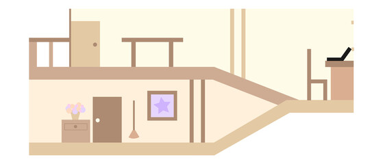 Simple Illustration of a House Interior, Two floor