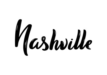 Fototapeta na wymiar Nashville Lettering. Handwritten name USA city. Vector design template.