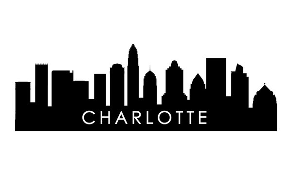 Charlotte skyline silhouette. Black Charlotte city design isolated on white background.