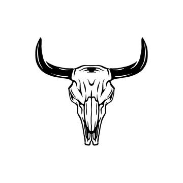 Bull skull icon vector.