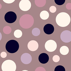 Delicate pastel colors circles of different sizes Abstract geometric seamless pattern in retro style