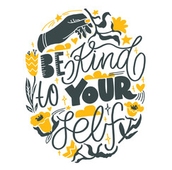 Fototapeta premium Cute hand drawn motivation lettering postcard about life. Lettering poster art, t-shirt design.