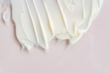 Beauty skincare cream texture. White lotion, moisturizer, creamy cosmetic product background. Copy space