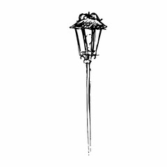 Illustration of a street lamp. Retro lighting sketch. Hand drawn lantern lantern © FenrirArt