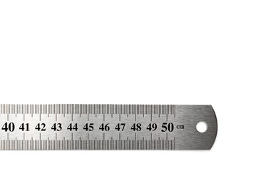 Metal ruler isolated on white background.