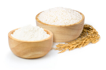 White rice flour isolated on white	